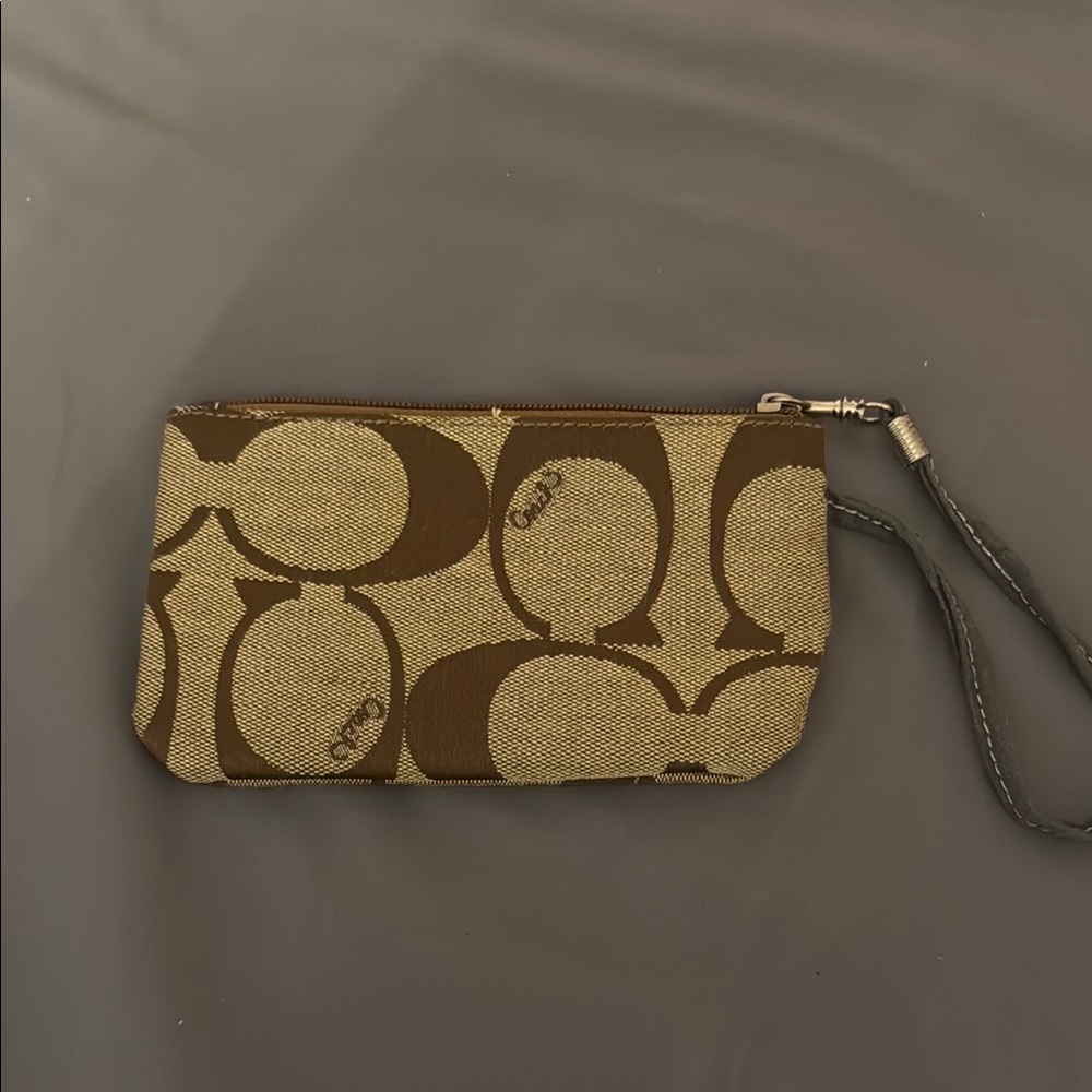 Coach Brown and Tan Signature Pouch